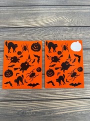 Vintage Halloween Silhouette Orange Black Decorative Stickers