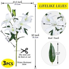 Lily Artificial Flowers Bulk 30” Long Stems 12 Silk Flower Heads Bouquet W