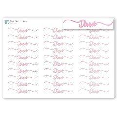 Dinner Script Planner Stickers / 30 Gold Foiled Text Headers (1.5”) /  PINK