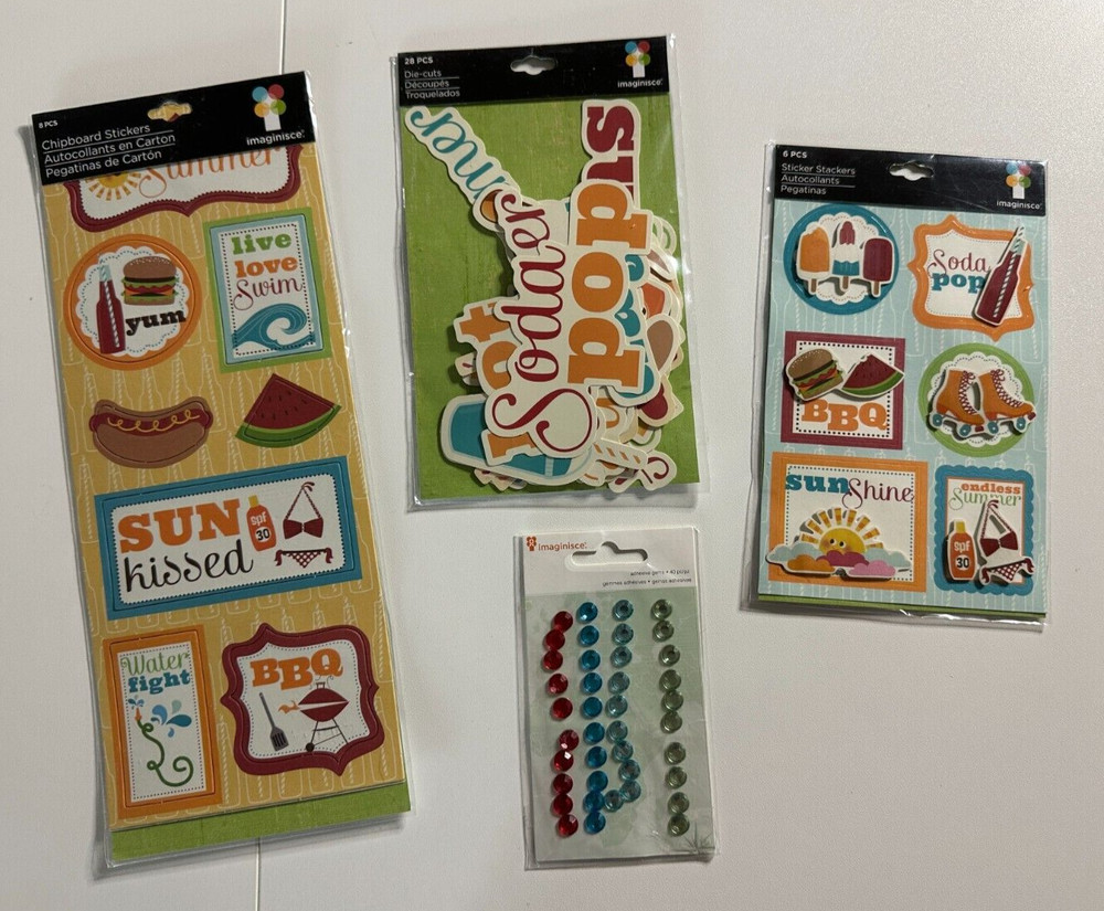 Imaginisce Summer BBQ Mixed Lot of Embellishments-Die-Cuts, Chipboard-#2