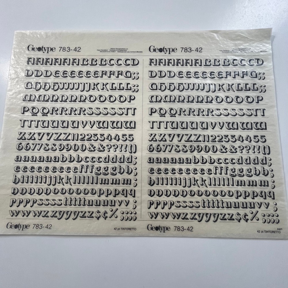Geotype Rub On Dry Transfer Letters Letraset RARE FONTS LOOK Art Anime