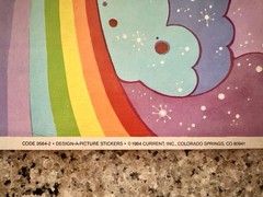 RARE VTG STICKERS CURRENT SPACESHIPS CLEAR RAINBOW STAR LARGE SCENERY SHEET 1984