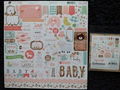 ECHO PARK 12 X 12 BABY GIRL STICKER SHEET AND EPHEMERA
