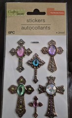 Cross Jeweled Adhesive Raised Stickers