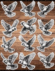 Black And White Swallow Die Cut Stickers Set Scrapbooking Laptop Waterbottle