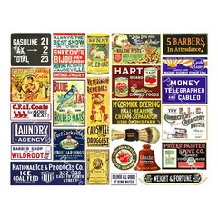 Vintage Advertising Signs, 2 Cut & Peel Sticker Sheets, 50 Reproductions