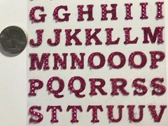 DARK PINK GLITTER ALPHABET Sticker(55pc)Duck Tape•Rhinestones•Holiday•Upper-Case