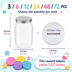 6 Pcs Coin Jars for Behavior Tokens Bulk Plastic Reward Jars for Kids Token Clas