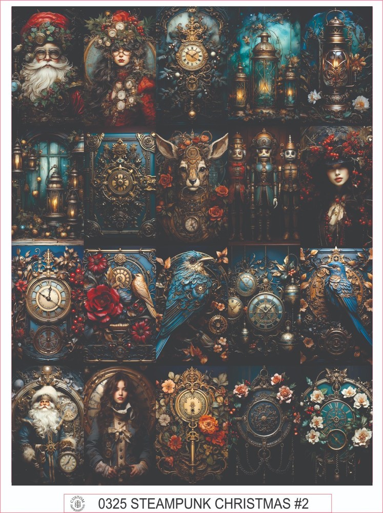 STEAMPUNK CHRISTMAS #2 – COMPLETE SHEET OF 20 STICKERS