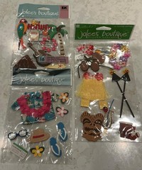 NEW NICE LOT OF LUAU TOURIST HAWAII DIMENSIONAL STICKERS -3 JOLEE’S BOUTIQUE