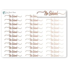 No School Script Planner Stickers / 30 ROSE Gold Foiled Text Headers (1.5″)