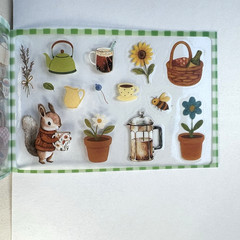 Cozy Coffee Animal Stickers Sticker Book Scrapbook Junk Journal Collage