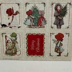 Vtg 1979 Holly Hobbie Christmas Seals Stickers 1 Sheet of 9 Pressure Seals READ