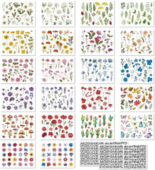 500Pcs Natural Flower Stickers with 260Pcs Letter Stickers,Self-Adhesive Flower