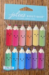 RARE Jolees BRIGHT COLORED PENCILS School Draw Coloring Color Scrapbook Stickers