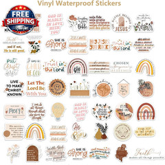 Christian Jesus Stickers 50PCS, Vinyl Waterproof Boho Aesthetic Bible Stickers f