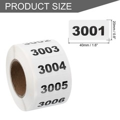 Inventory Number Sticker 1.6×0.8″ 3001-4000 Consecutive Number Sticker,1 Roll
