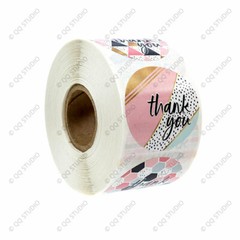 500pcs 1.5in 8 Designs Thank You Stickers Chrome Paper Round Shaped for Business