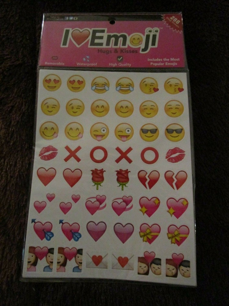 Emoji Sticker Small Hugs & Kisses 288pc I Love Emoji Stickers Hearts