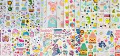 39 STICKER SHEETS LOT, Bulk stickers PK, Mxd Themes BABY BIRTHDAY SAFARI JUNGLE