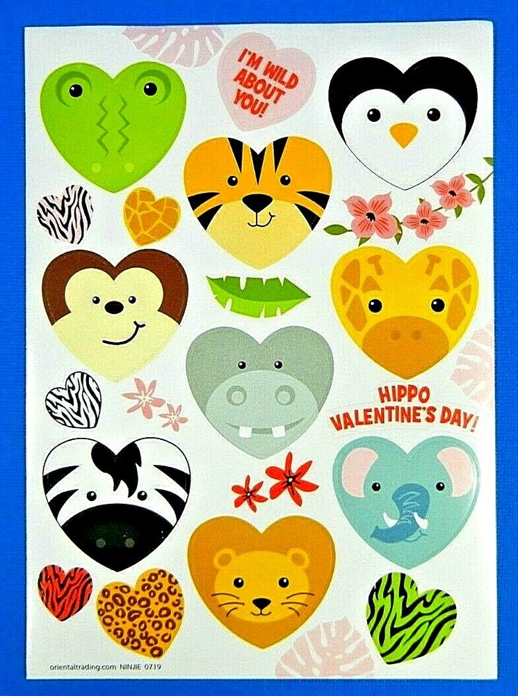 Heart Shaped Animal Valentine’s Day Sticker Sheet