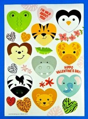 Heart Shaped Animal Valentine’s Day Sticker Sheet