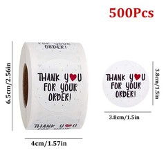 500Pcs 1.5″/2.5″ Thank You For Your Order Stickers Small Business Envelope Lable