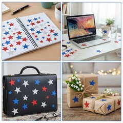 150 PCS Patriotic Foam Star Stickers Adhesive Stickers Star Shape Glitter Foa…