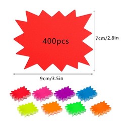 400 Pieces Yard Sale Price Stickers, Vision Board Supplies Starburst Neon Poster