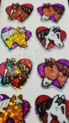 HAMBLY STUDIOS STICKERS PRISMATIC / GLITTER HORSES CARTOON VINTAGE RARE