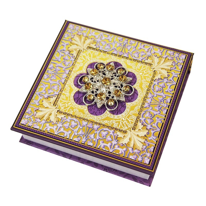 Punch Studio Mini Memo Pad with Brooch (Purple/Gold)