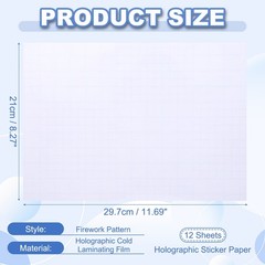 12x8in Holographic Laminate Sheets 12Pcs Sticker Paper Glossy Laminate