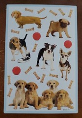 American Greetings Kitten Puppy Dog themed sticker sheet, puppies and dog bones