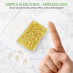 200PCS Heart Paper Clips,Mini Cute Paper Clips, Durable Metal Small Love Gold