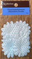 Recollections White Blue Polka Dots 12pc Floral Flowers Scrapbook Embellishments