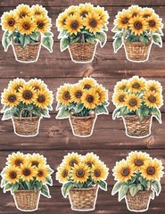 Sunflowers Die Cut Vinyl Stickers Set Scrapbooking Laptop WaterBottle