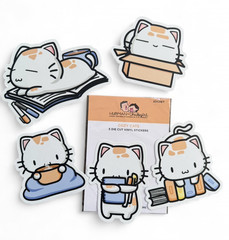 Hubman & Chubgirl Cozy Cats & Kittens Die Cut Vinyl Stickers 5pc Large Limited