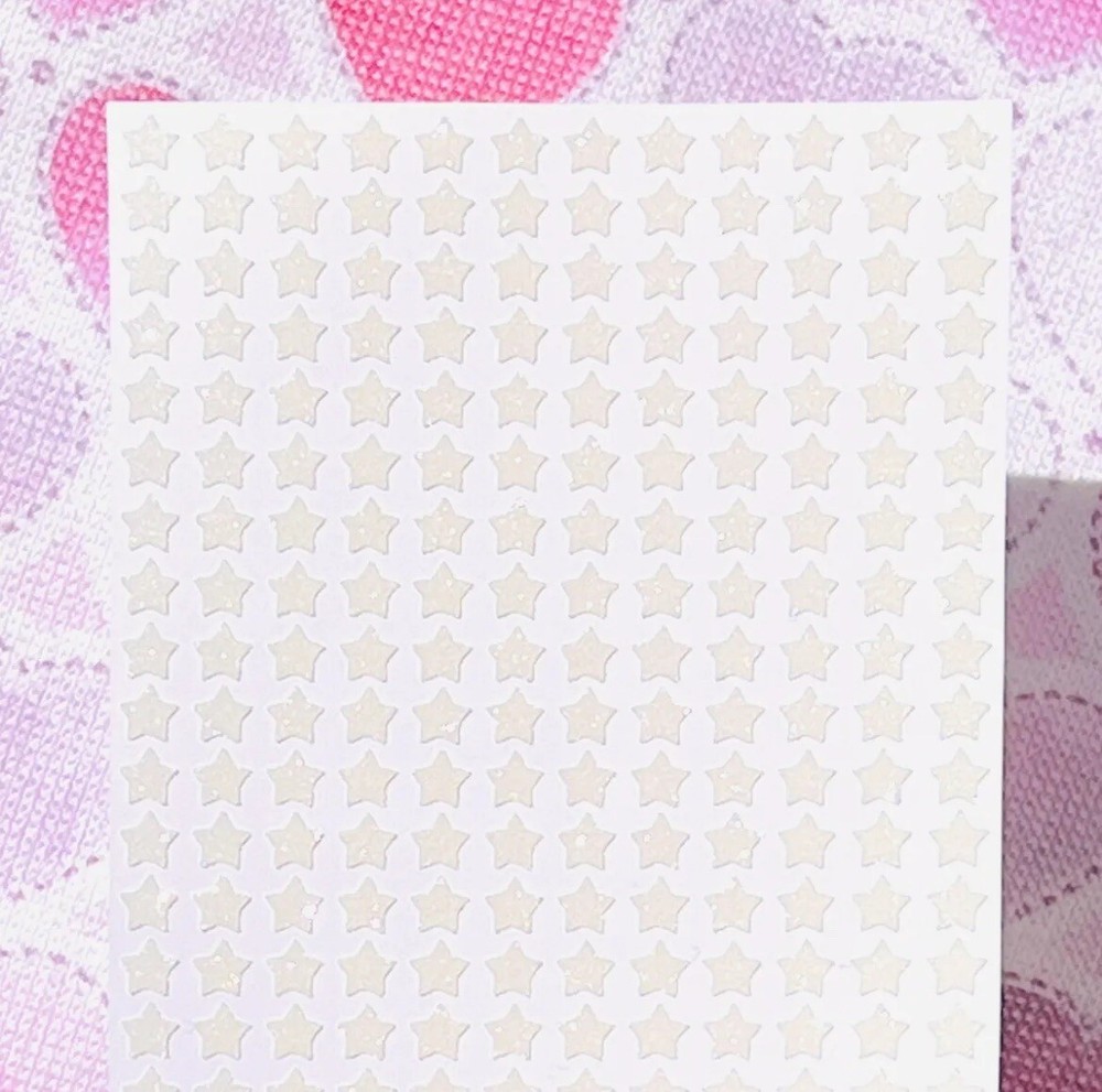 White/Ivory Glitter Star Stickers! ~ Custom Size ~ Cute & Sparkly!