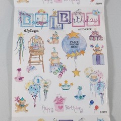 Vintage NRN Designs Babys 1st Birthday Sticker Roll Lot of 8 Sheets
