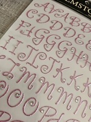 Sticker Lot – Alphabet Scrapbooking Stickers Letters Silver Pink Purple Gem #177