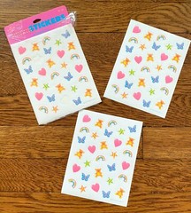Vintage Hallmark Stickers 1985 Rainbow Heart Butterfly Star, Teddy Bear 3 Sheets