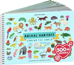 Toddler Travel Essentials: Animal Sticker Book with 12 Scenes & Coloring Pages