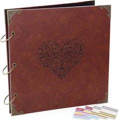 ADVcer 12×12 Photo Album Scrapbook Vintage Leather 3-Ring Binder DIY Memory Book