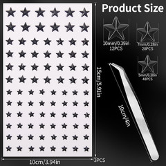 264 Pcs Star Rhinestones Stickers Self Adhesive Face Gem Stickers Black Star Gem