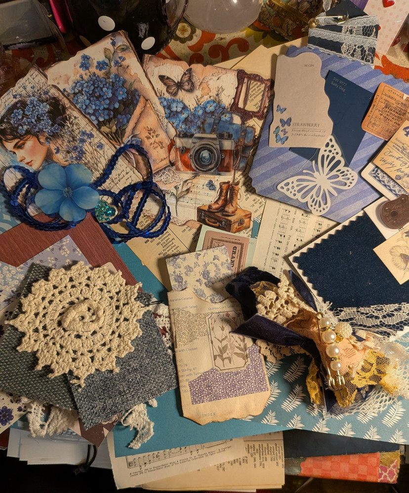 Handmade Scrapbooking Embellishments Mixed Lot Blue Floral Butterflies