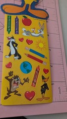 Vintage Looney Tunes Stickers Tweety Bird Bugs Sylvester Daffy Taz School Sheet