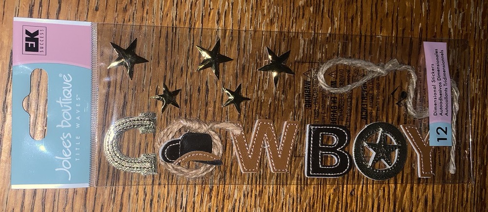 Jolees Cowboy Title Hats Rope Rodeo Stars 3D Western Farmer Scrapbook Stickers