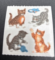 2 Vintage Sandylion Fuzzy Cats Stickers Kittens Yarn 2”x2” Mods