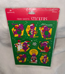 New Vintage Sealed 1993 Hallmark Barney The Dinosaur Holiday Christmas Stickers