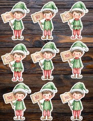 Elf Protesting Christmas Die Cut Vinyl Stickers Scrapbooking Laptop Waterbottle